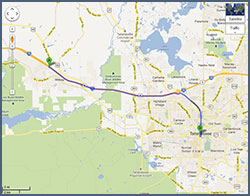 This Google Maps link of directions from Interstate 10 West opens into a new window.