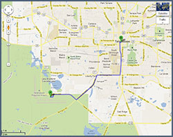 This Google Maps link of directions from the Tallahassee Airport opens into a new window.